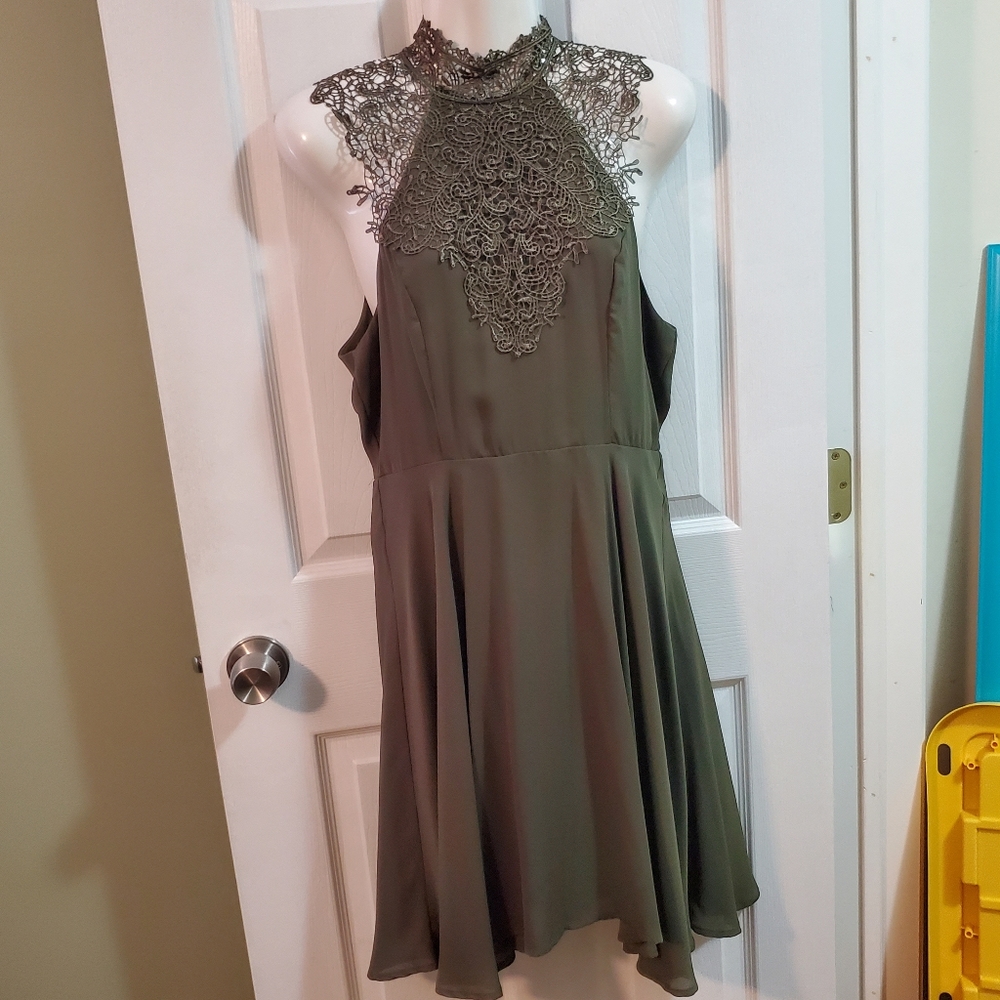 Altar'd State olive green lace top dress